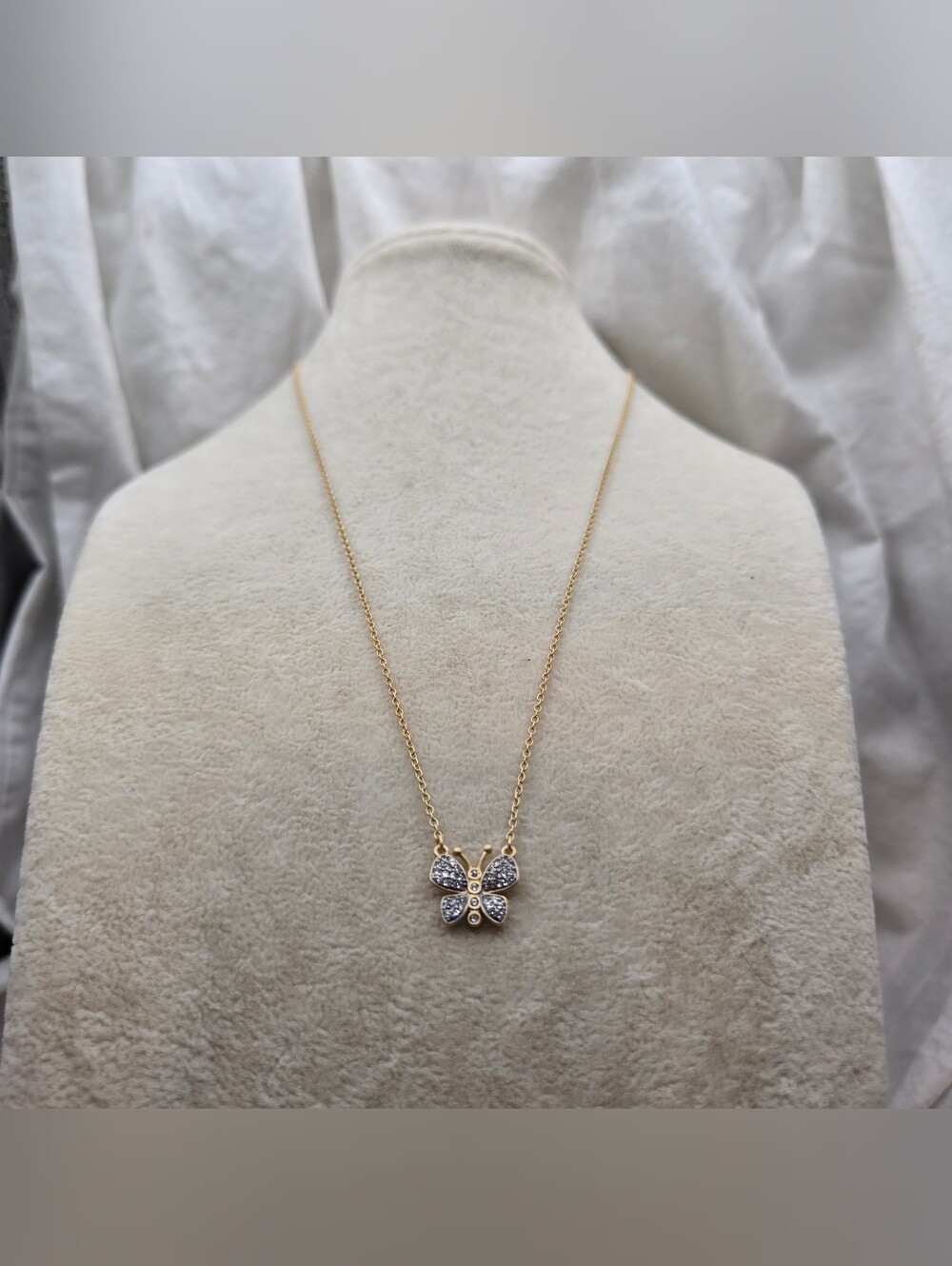Freida Rothman Butterfly Pendant Necklace with CZs - 14k Over Sterling